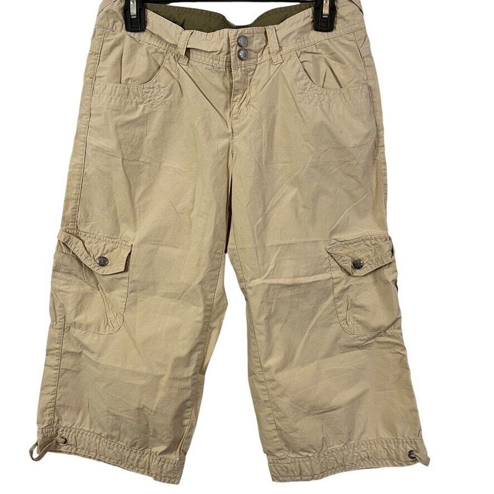 Athleta Womens Cargo Cropped Beige Hiking Camping Casual Pants 100% Cotton 4 T
